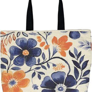 Brand New Large Floral Tote Bag 12Oz Heavy Duty Canvas Gift for Daily Use (78 ch